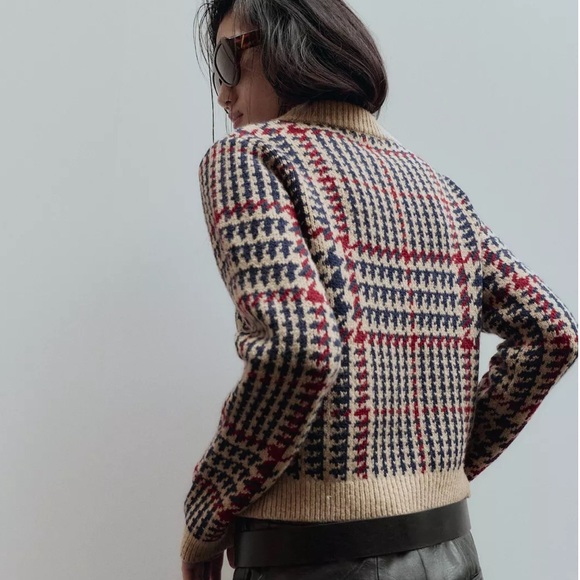 Zara NWT houndstooth wool jumper sweater 0021/110 - Picture 10 of 13